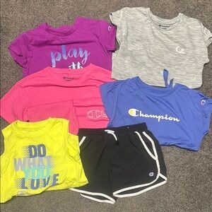 Champion Kids shirts and pair of shorts